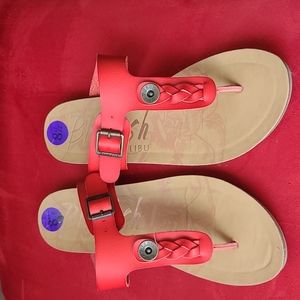 Red sandals flat